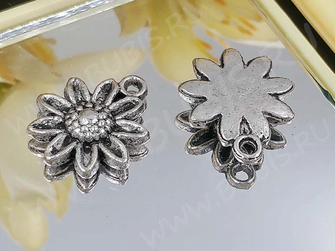 Подвеска Цветочек 17 16*14*3мм античное серебро (литьё)