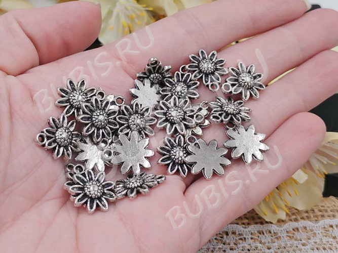 Подвеска Цветочек 17 16*14*3мм античное серебро (литьё)