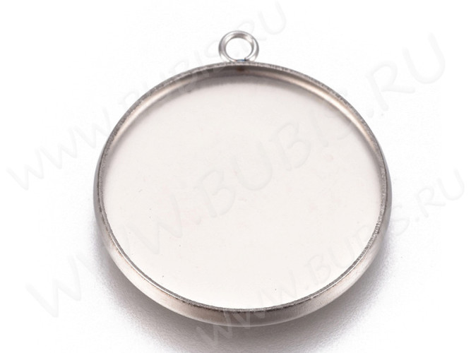 Подвеска-сеттинг Круг 56 (сеттинг 18мм) 23*19,5*2мм цвет платины (Хирургическая сталь)