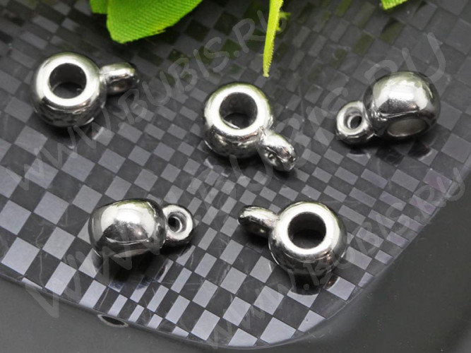 Бусина с петлёй 052 Бейл классический акриловый 11,5*8*5мм цвет платины (АКРИЛ CCB) (20шт.)