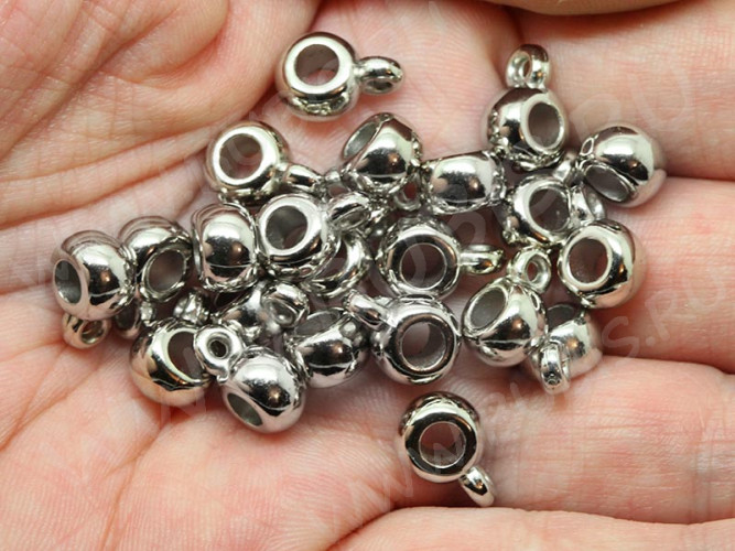 Бусина с петлёй 052 Бейл классический акриловый 11,5*8*5мм цвет платины (АКРИЛ CCB) (20шт.)