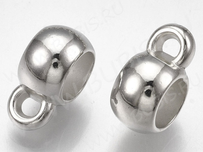 Бусина с петлёй 052 Бейл классический акриловый 11,5*8*5мм цвет платины (АКРИЛ CCB) (20шт.)