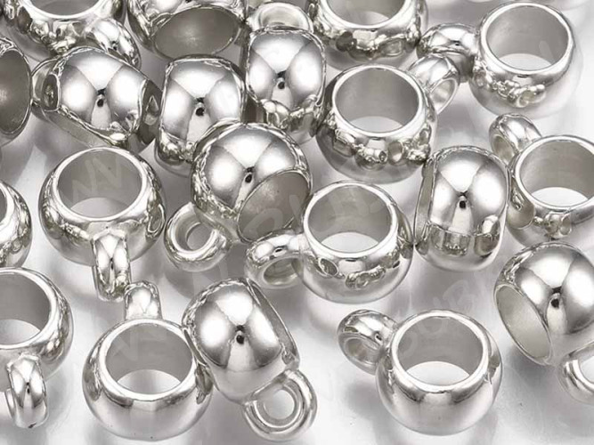 Бусина с петлёй 052 Бейл классический акриловый 11,5*8*5мм цвет платины (АКРИЛ CCB) (20шт.)