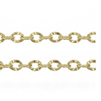 Цепочка S111-G ювелирная простое плетение плоское звено с узором тонкая 1,6*1,2*0,2мм золотистая (Хирургическая сталь)(50см)