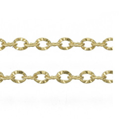 Цепочка S111-G ювелирная простое плетение плоское звено с узором тонкая 1,6*1,2*0,2мм золотистая (Хирургическая сталь)(50см)