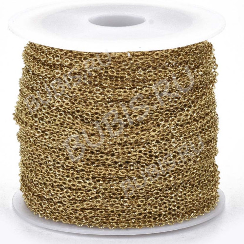 Цепочка S111-G ювелирная простое плетение плоское звено с узором тонкая 1,6*1,2*0,2мм золотистая (Хирургическая сталь)(50см)