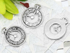 Подвеска Часы 03 25*20,5*2мм античное серебро (литьё)