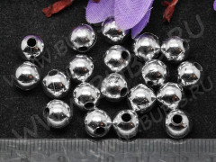 Бусина Округлая 43 8мм серебристая (пластик) (20шт.)