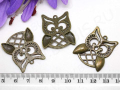 Подвеска Сова 07 большая 31*27,5*2,3мм античная бронза (литьё)