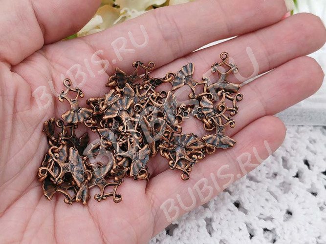 Подвеска Платье 10 3D двусторонняя с пуантами 25,5*13*1,4мм античная медь (литьё)