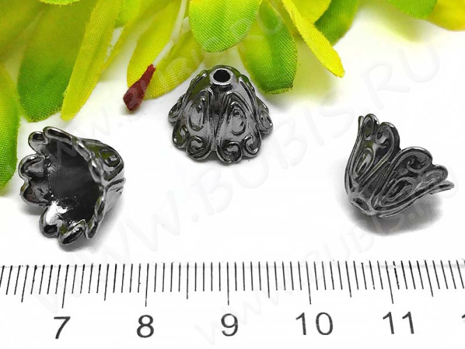121 Шапочка Тюльпанчик 15*15*10мм чёрный никель (литьё)