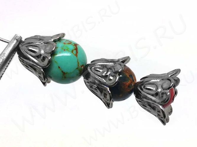 121 Шапочка Тюльпанчик 15*15*10мм чёрный никель (литьё)