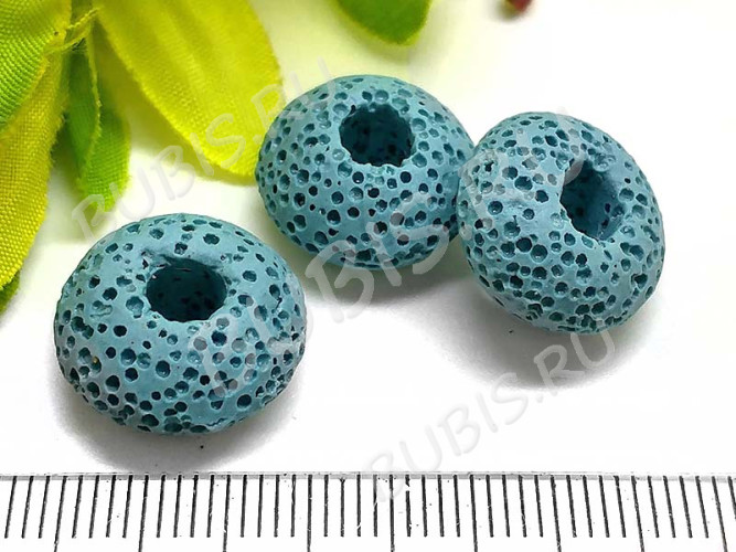 Бусина Пандора 071 Рондель каменный 16*16*9мм Лава голубо-бирюзовая (камни) (Pandora Style)