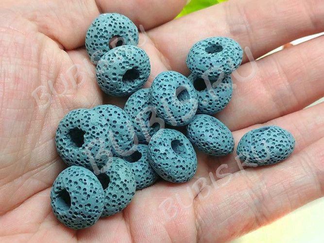 Бусина Пандора 071 Рондель каменный 16*16*9мм Лава голубо-бирюзовая (камни) (Pandora Style)