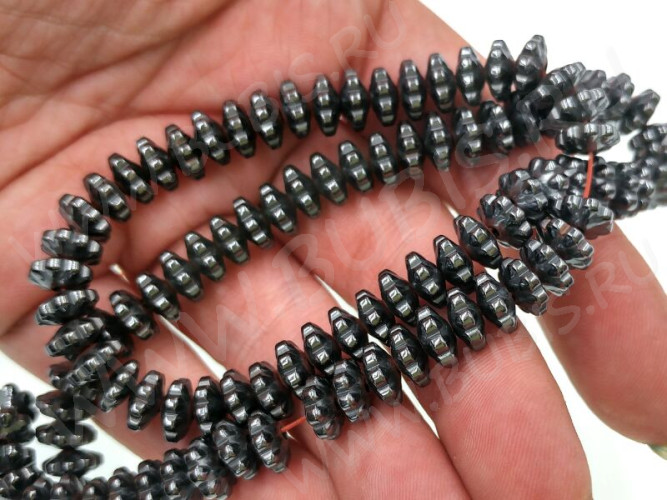 Бусина каменная Рондель 15 8*8*4мм Гематит (камни)