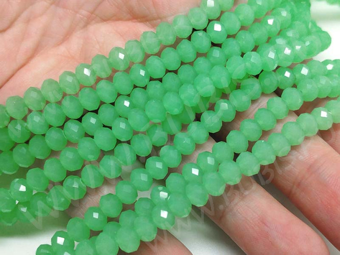 (СКИДКИ!!!) Бусина Абакус гранёный 6*6*4,5мм Хрусталь св.зелёный полупрозрачный (имитация Сваровски) (10шт.)