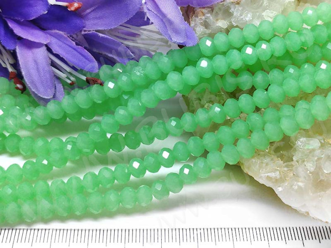 (СКИДКИ!!!) Бусина Абакус гранёный 6*6*4,5мм Хрусталь св.зелёный полупрозрачный (имитация Сваровски) (10шт.)