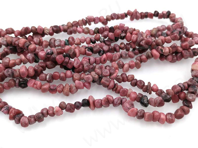 Крошка (галтовка) каменная 167 округлая 5-7мм Родонит натуральный (камни) (нить 43-45см)