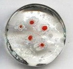 096 Круг Лэмпворк 32*6мм (БЕЗ отверстия) прозрачный с бело-красным