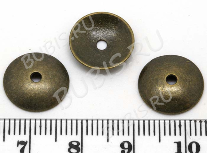 (СКИДКИ!!!) 132 Шапочка Округлая 13*13*2,7мм античная бронза (литьё) (10шт.)