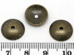 (СКИДКИ!!!) 132 Шапочка Округлая 13*13*2,7мм античная бронза (литьё) (10шт.)
