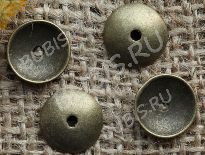 (СКИДКИ!!!) 132 Шапочка Округлая 13*13*2,7мм античная бронза (литьё) (10шт.)