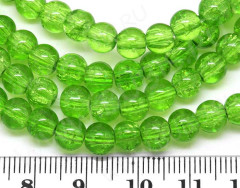 Бусина округлая &quot;Лёд&quot; 6мм жёлто-зелёная (стекло кракле) (10шт.)