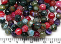 (ОПТ) Бусина округлая ГРАНЁНАЯ 10мм Агат кракле МИКС красно-зелёный (камни) (НИТЬ)