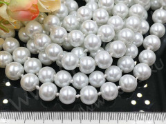 (СКИДКИ!!!) Бусина округлая "жемчуг" 10мм белая жемчужная (стекло) (10шт.)