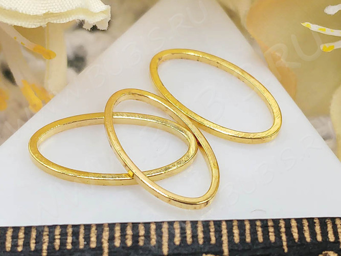 Декоративный элемент 102 Овал рамка контур коннектор 16*9*0,9мм золотистый (Brass) (10шт.)