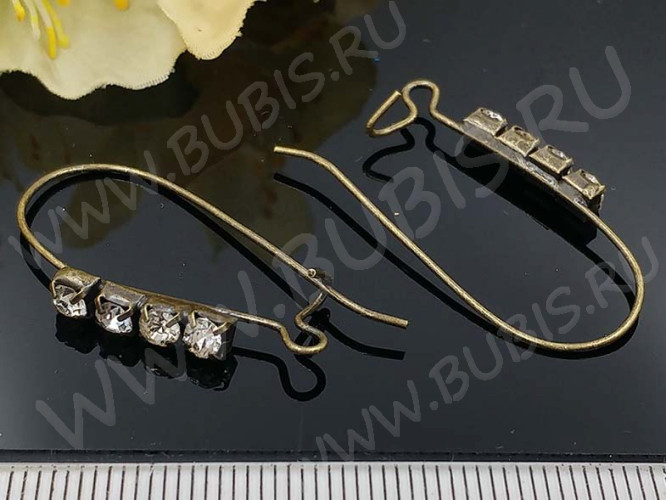 Швензы-петли №19 со стразами 34*16,5*3,5мм античная бронза (Brass) (1 пара)