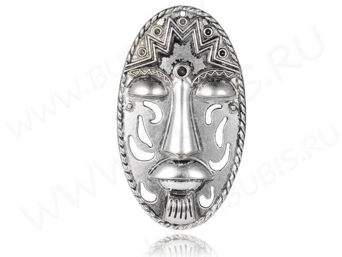 Кулон 49 Маска огромная 79*45*8мм античное серебро (литьё)