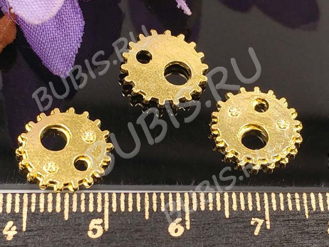 (СКИДКИ!!!) Шестерёнка 15 12*12*1,7мм золотистая (литьё) (Steampunk) (10шт.)