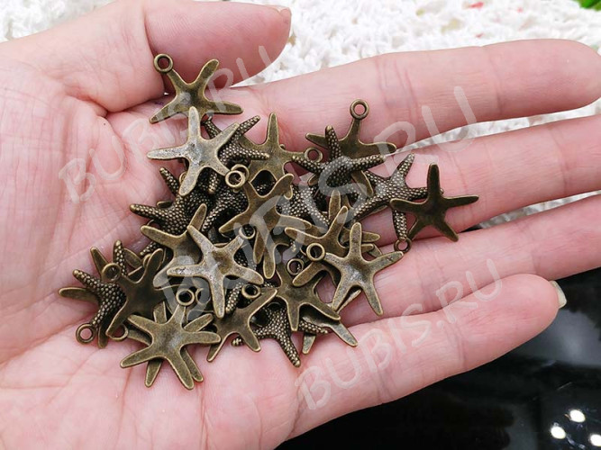 (СКИДКИ!!!) Подвеска Морская звезда 01 19,3*18,8*1,9мм античная бронза (литьё) (10шт.)