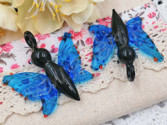 Кулон Бабочка 02 39-40*33-38мм т.голубо-чёрная (Lampwork)