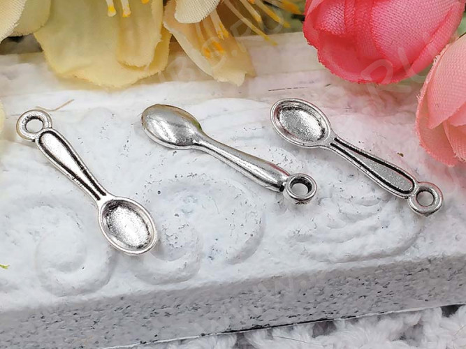 (СКИДКИ!!!) Подвеска Ложка 01 3D 23,5*6*1,7мм античное серебро (литьё) (10шт.)
