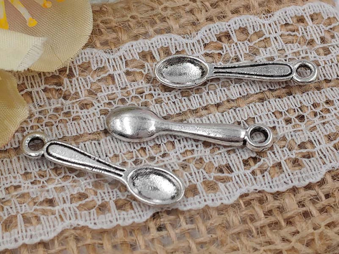 (СКИДКИ!!!) Подвеска Ложка 01 3D 23,5*6*1,7мм античное серебро (литьё) (10шт.)