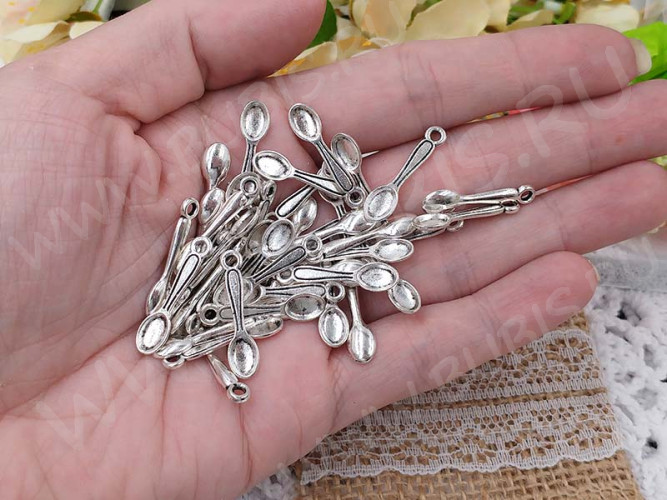 (СКИДКИ!!!) Подвеска Ложка 01 3D 23,5*6*1,7мм античное серебро (литьё) (10шт.)