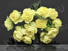 Цветок для декора 01 бумажный 70*10*10мм бл.жёлтый (декор)