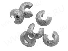 Обжимная бусина 08 разъёмная покрывная сахарная 3,5*3,5*2,5мм цвет платины (Brass) (10шт.)