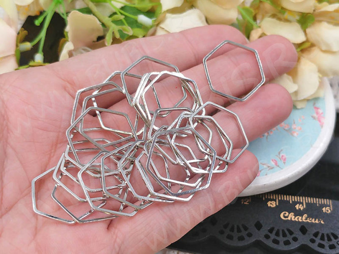 Декоративный элемент 098 Шестиугольник Гексагон рамка контур коннектор 22,5*20*1,1мм цвет платины (Brass)