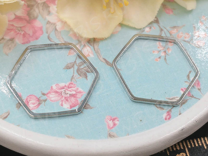 Декоративный элемент 098 Шестиугольник Гексагон рамка контур коннектор 22,5*20*1,1мм цвет платины (Brass)