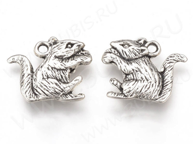 (СКИДКИ!!!) Подвеска Мышка 04 Крыса 19,5*17*2,3мм античное серебро (литьё) (10шт)