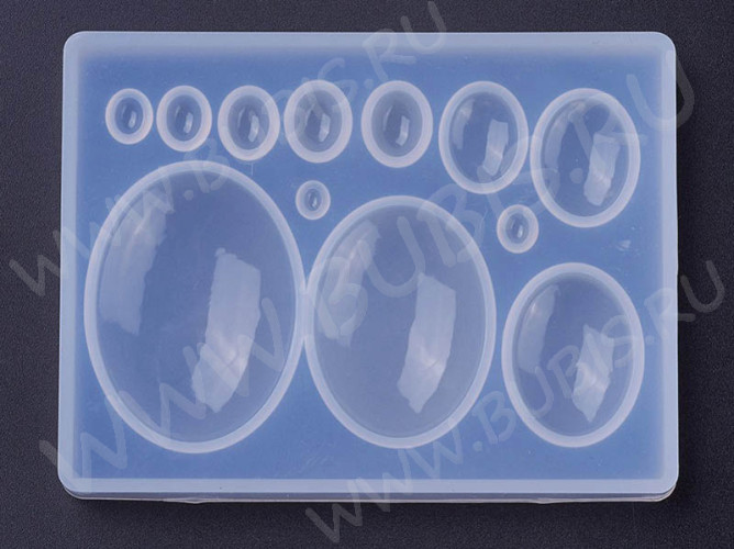 Молд 187 для эпоксидной смолы 12 Кабошонов Овалы (силикон)