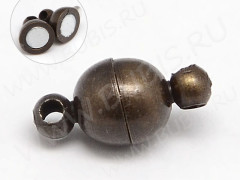 Магнитный замочек №07 с петельками овальный 11,5*6*6мм античная бронза (Brass)