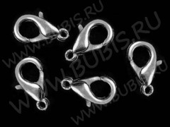 (СКИДКИ!!!) Замочек карабин №046 большой 16*8*4мм цвет платины, без никеля (сплав) (10шт)