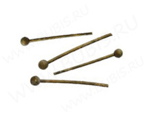 Штифт с ШАРИКОМ 18*0,5мм античная бронза (Brass) (10шт.)