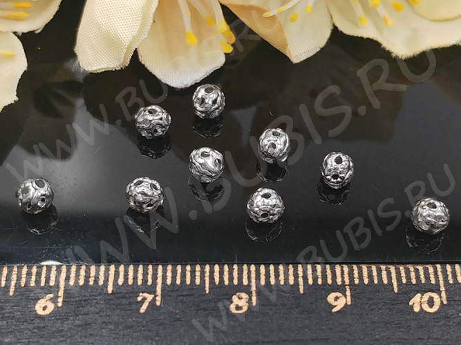 Бусина ажурная 24 Шарик 4мм цвет платины (Brass) (10шт.)