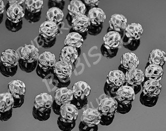 Бусина ажурная 24 Шарик 4мм цвет платины (Brass) (10шт.)