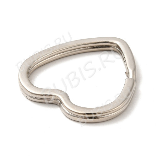 Карабин для брелка 39 Кольцо Сердечко 30*30*3мм цвет платины (Iron)